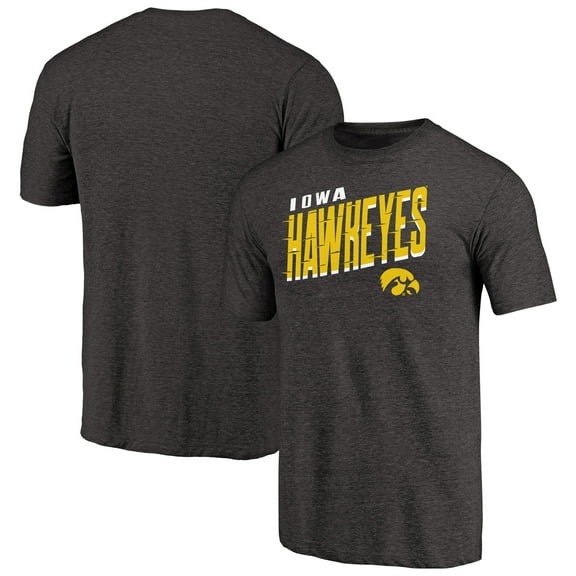 Men's Black Iowa Hawkeyes Slant Strike Tri-Blend T-Shirt