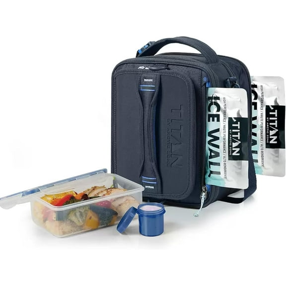 Titan by Arctic Zone Expandable Lunch Box (Navy Blue/Royal Blue), Small