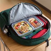 Mainstays 5-Pack 2-Compartment BPA-Free Plastic Meal Prep Food Storage Containers, 0.9L, Green Sage