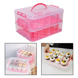 Cupcake Carrier/Holder Portable and Reusable Rectangular Cake Carrier with  Lid and Handle, 2/3 Tier Stackable Layer Insert - AliExpress