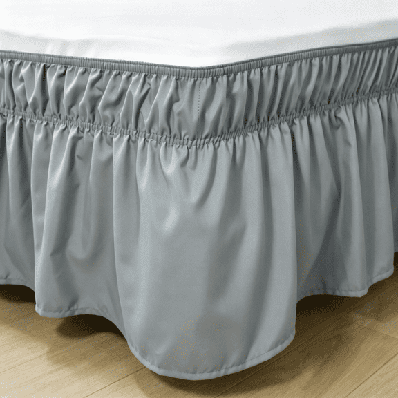 AUQ 100% Egyptian Cotton Bed Skirt - 9" Drop Wrap Around Luxury - 650 Thread Count - Adjustable Elastic Dust Ruffles Wrinkle & Fade Resistant Bed Skirt - Queen, Silver Grey