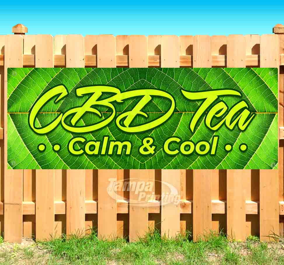 Store CBD Natural Symptom Reduction Extra Large 13 oz Heavy Duty Vinyl Banner Sign with Metal Grommets Advertising New Flag, Many Sizes Available