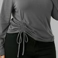 thumbnail image 4 of HAPIMO Women's Fashion Solid Color Drawstring Blouses Loose Ribbed Plus Size Tops Casual Knitted Workout Long Sleeve Cotton Lined Tees Round Neck Shirts Fall Clearance Gray XXXXL, 4 of 5