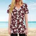 thumbnail image 2 of Tnhcen Women's Summer Floral Print V-Neck Button-Up Shirts - Short Sleeve Casual Daily Tops | Plus Size Friendly S-3XL | Versatile Floral Tops for Women, 2 of 9