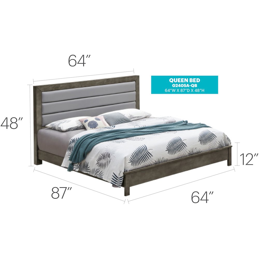 Glory Furniture Burlington Queen Bed in Gray Color