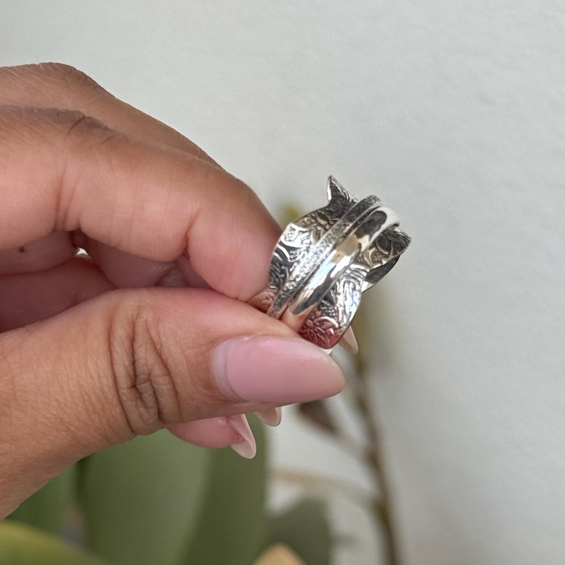 SS DESIGNS Thumb Fidget Spinner Ring Handmade Sterling Silver 925 Boho Anxiety Ring for Women, Stress Relief Meditation Accessory