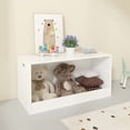 thumbnail image 3 of Caja de almacenamiento de juguetes abierta para niños, recipiente organizador de madera blanca para juguetes de peluche, libros, guardería o uso de sala de juegos, 3 of 5