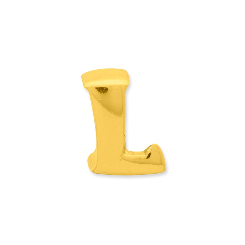925 Sterling Silver Gold-plated Reflections Letter L Bead; for Adults and Teens; for Women and Men