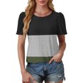 thumbnail image 5 of Otvok Womens Spring Summer T-Shirt Color Blocked Round Neck Sleeve Short Sleeve Tops, 5 of 6