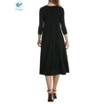 thumbnail image 5 of Deago Women's Casual Dresses 3/4 Sleeve Round Neck A-line and Flare Midi Long Dress For Spring Summer Fall (Black, 2XL), 5 of 8