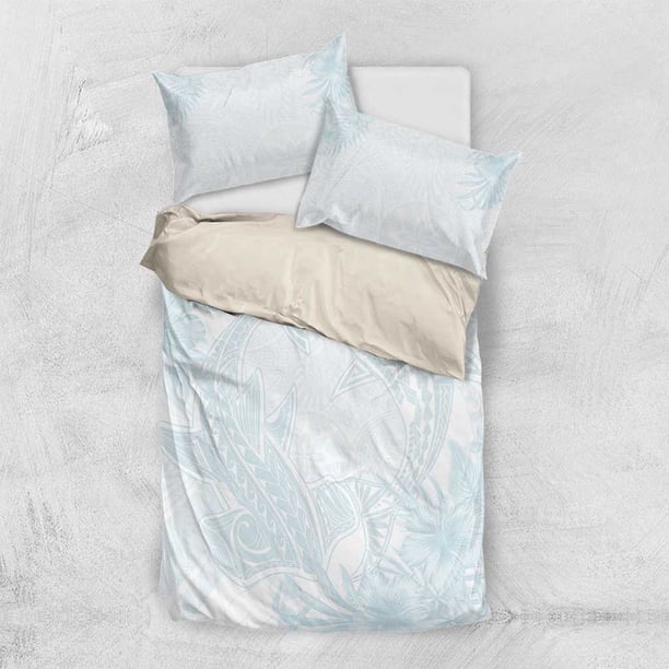 Juego de cama Polinesia Dúo Tiburones Tropical Off White LT7