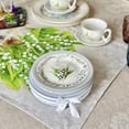 thumbnail image 2 of STP GOODS Lily of the Valley Bone China Dessert Plate Set of 2 in Gift Box 7.5" (19 cm) Floral Cake Plates for Appetizer Salad Serving, Blue Green White, 2 of 15