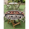 thumbnail image 4 of Outdoor Tablecloths with Umbrella Hole & Zipper, Khaki Boho Round Tablecloths 60 Inch, Vintage Ethnic Tribe Retro Abstract Art Waterproof Table Cloth, Patio/Pool/Picnic Table Covers, 4 of 8