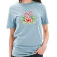 thumbnail image 3 of Oversized Spring Flamingo Cotton Short Sleeve Graphic Shirt - Blue Mist 2XL, 3 of 4