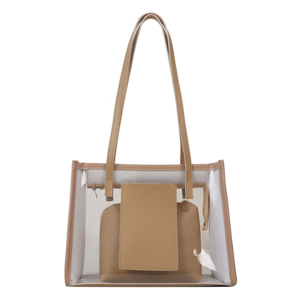 Bolso de mano para mujer, 2 unidades/juego, bolsa transparente de PVC para axila, bolsas de compras (caqui) Likrtyny Para Estrenar