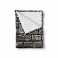 thumbnail image 2 of Cobblestone Soft Flannel Fleece Throw Blanket, Stained Rectangular Pavement Stones and Decayed Brick Tiles, Cozy Plush for Indoor and Outdoor Use, 70" x 90", Dark Grey Taupe, by Ambesonne, 2 of 6