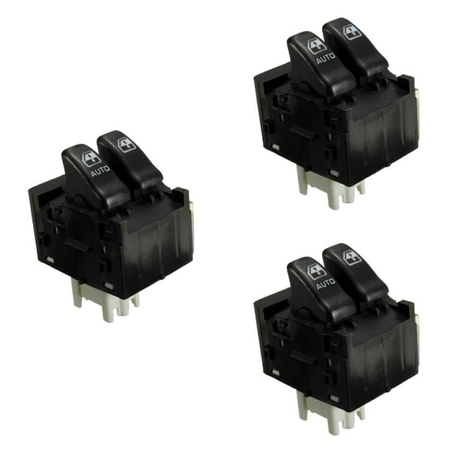 Ruiboury Professional Front/Left Electric Switch Waterproof Anti-skidding Window Master Button Plastic Metal Relay Car Accessories As Shown 3Set