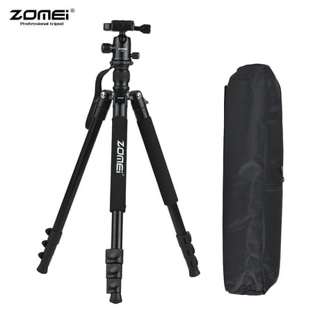 ZOMEI Q555 63inch Lightweight Aluminum Alloy Travel Portable Camera Tripod with Ball Head/ Quick Release Plate/ Carry Bag for Canon Nikon Sony