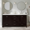 thumbnail image 3 of ARIEL Cambridge 66 Inch Double Rectangle Sink Bathroom Vanity With Carrara White Quartz Countertop 1.5 Edge In Espresso, 3 of 7