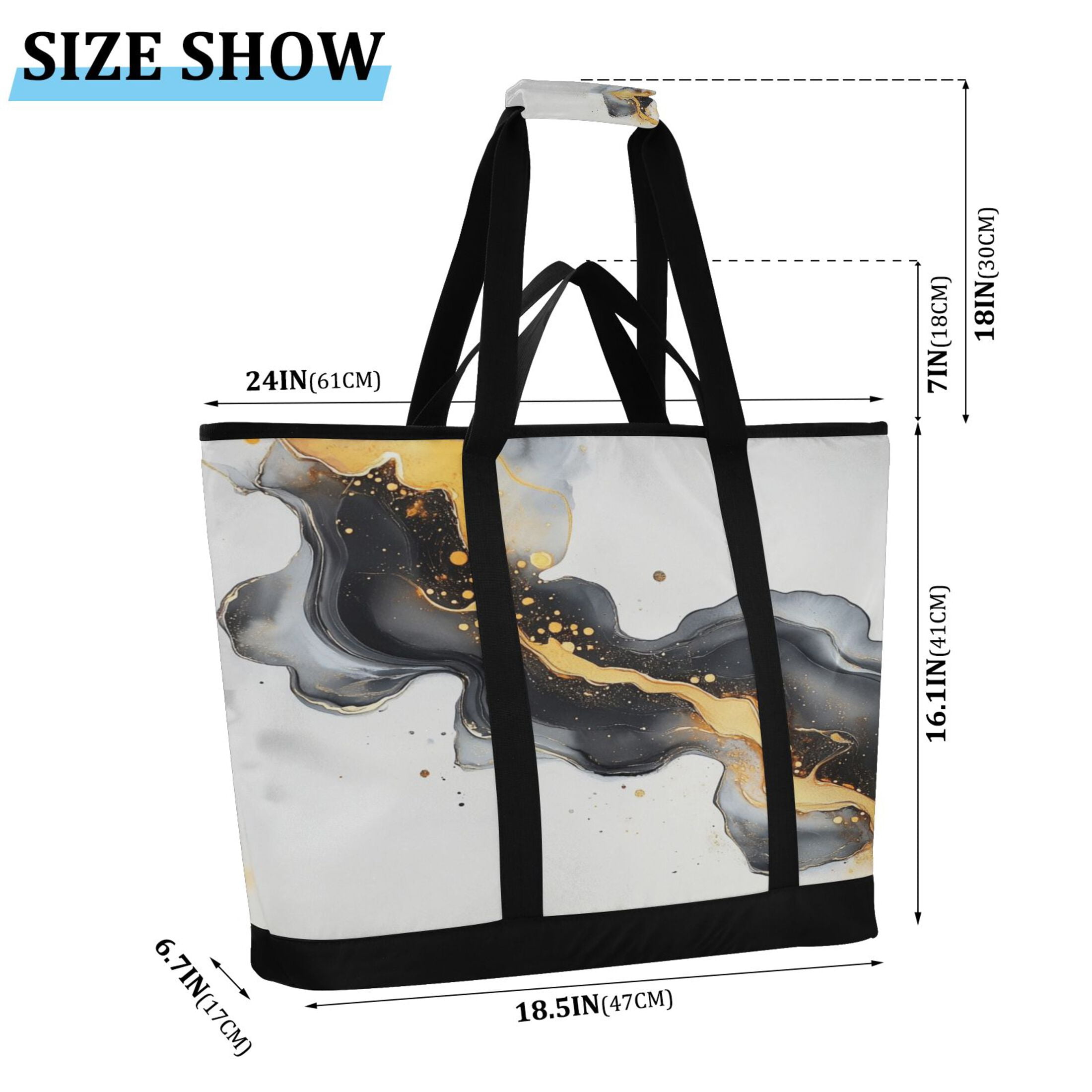 Large Hand-held Ice Pack Picnic Bag Insulation and Refrigeration Suitable for Shopping Picnics and Camping Beautiful Marble Pattern