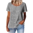 thumbnail image 6 of Women's Real Sequin Short Sleeve T-Shirt, Round Neck Sparkly Glitter Top, Dazzling Party Blouse for Evening Out, Club Wear, Casual Day to Night Outfits Silver XXL, 6 of 6