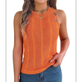 thumbnail image 1 of Camiseta Sin Mangas de Verano para Mujer, Estilo Suéter Informal de Punto Holgado, Acanalado, Sin Mangas Color Naranja M, 1 of 9