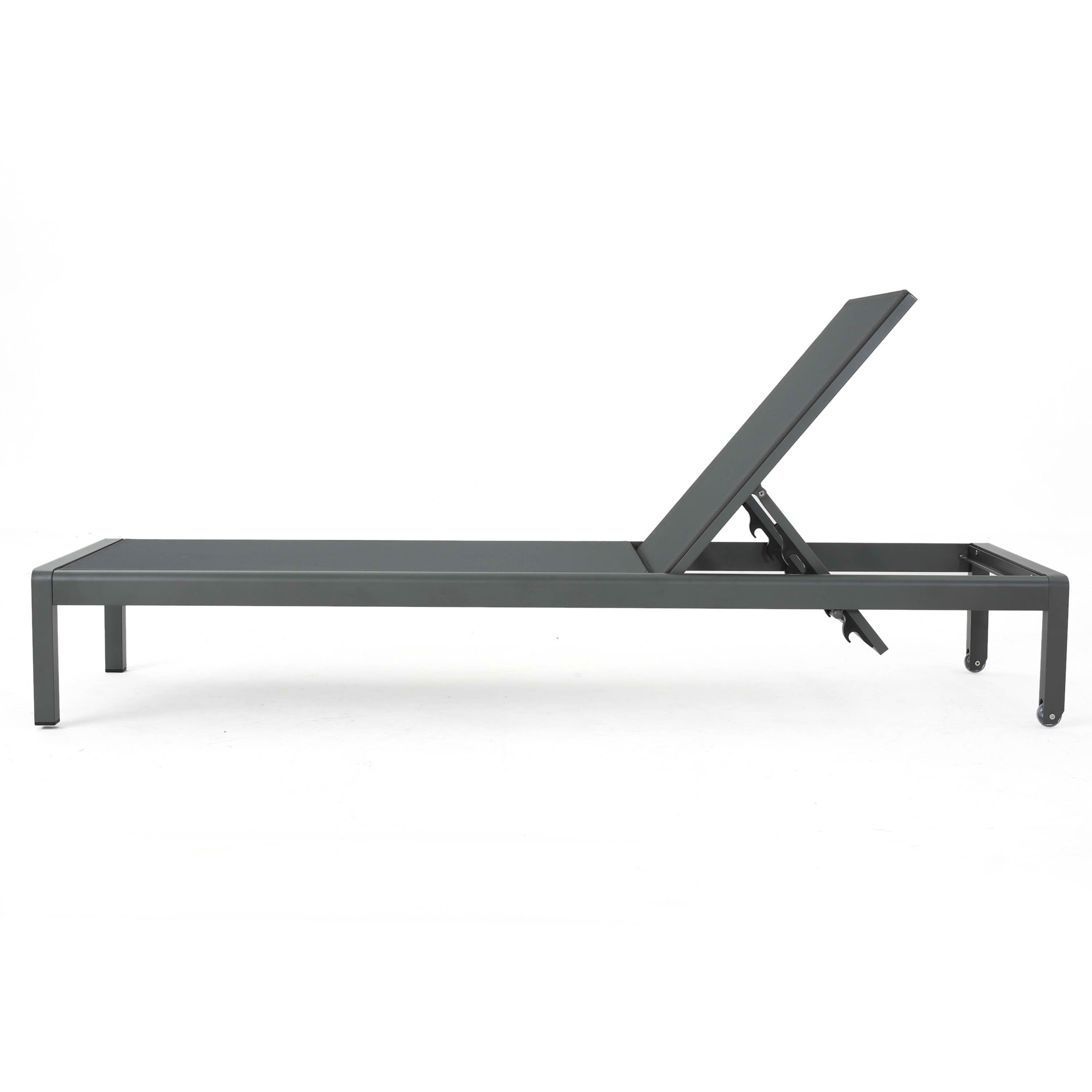 MAYEERTY Patio Lounge Chair Outdoor KD Chaise Lounge with Sturdy Steel Frame Outdoor Sunbathing Recliner