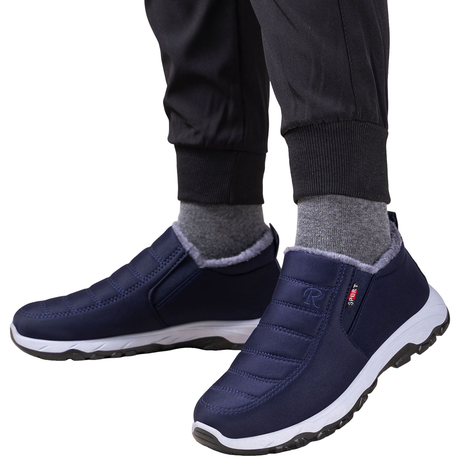 Mens Winter Snow Boots Fur Lined Warm Hiking Casual 