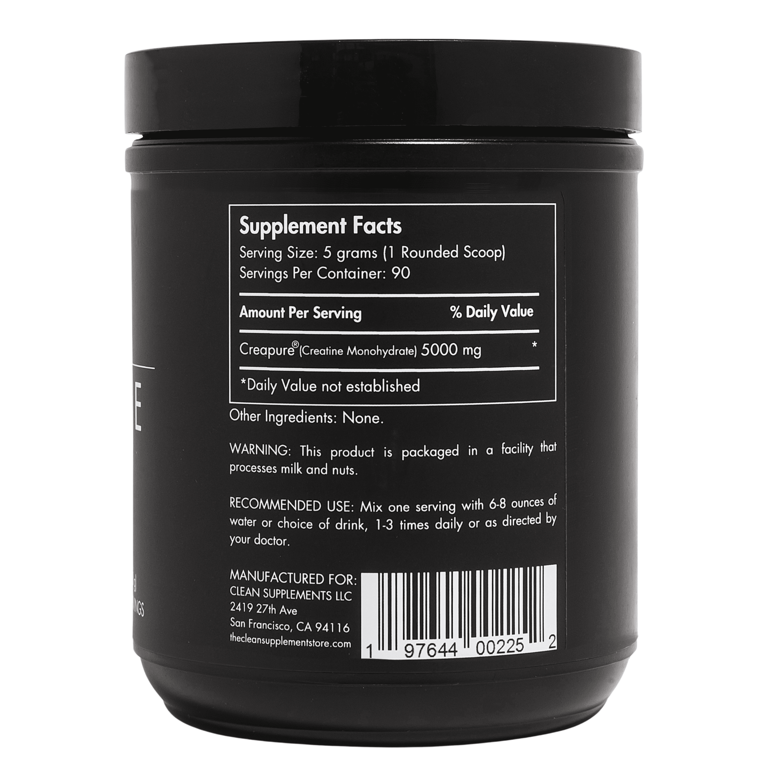 CLEAN Creatine - 100% Creapure® Creatine Monohydrate Powder for Muscle Growth | 450 Grams - 90 Servings | Unflavored | Vegan, Keto, Gluten-Free, and Easy to Mix