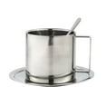 thumbnail image 1 of Tnarru Coffee Mug Set with Plate and Spoon Stainless Steel for Cafe Camping Kitchen 280ML Set, 1 of 8