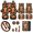 Cow and Red Floral, variant on Geometric Sunflower 17 Pcs Car Seat Cover Sets for Car Owner, Breathable Key Ring with Wear-Resistant Vehicle Cup Pad for Cars Interior