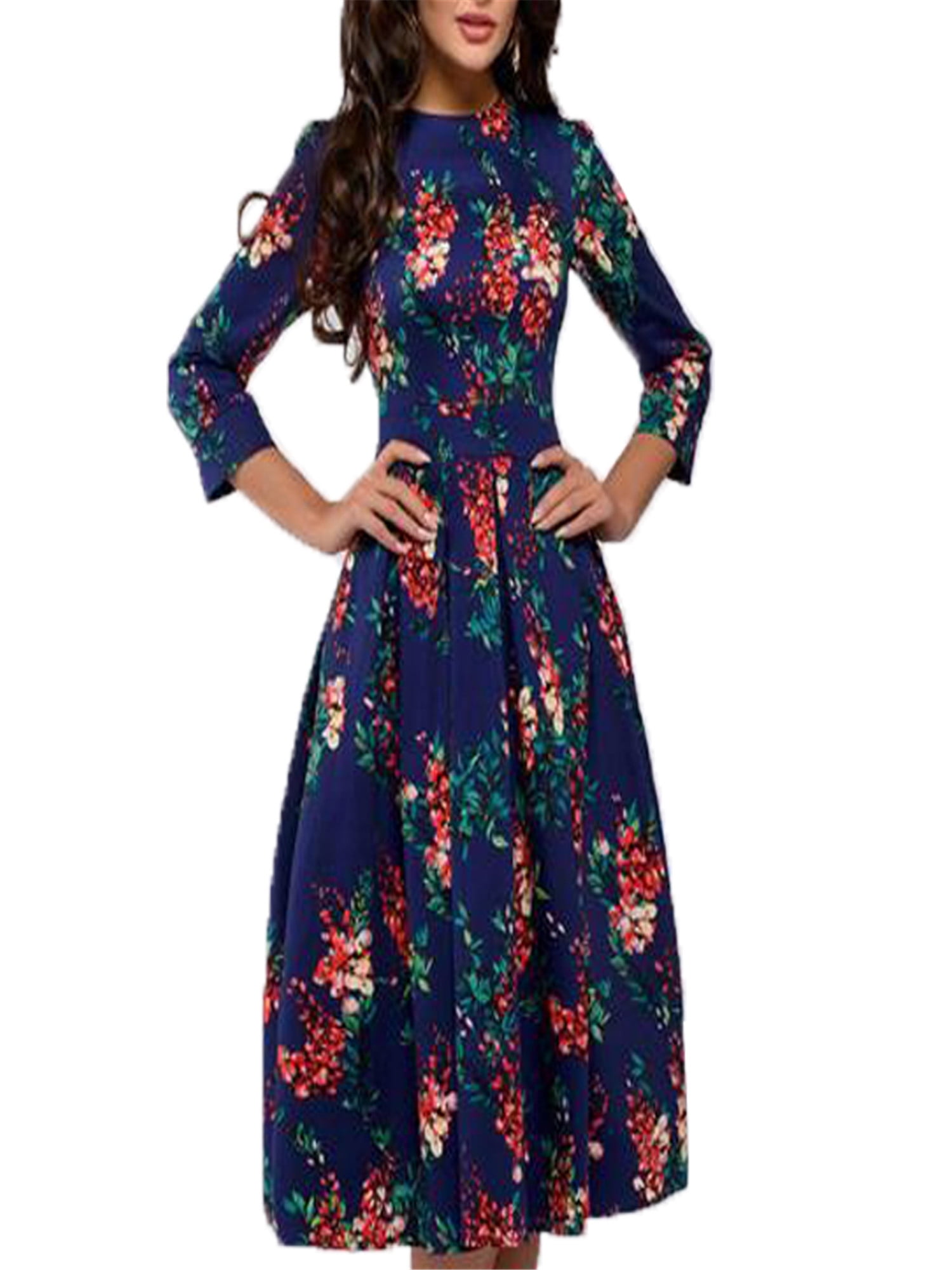 summer floral dress women dress. ML vintage midi dress Kimono dress