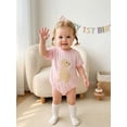 thumbnail image 4 of BemeyourBBs Newborn Baby Girl Summer Clothes PInk Plaid Bubble Romper One Piece Outfit Puppy Dog Embroidery Crew Neck Short Sleeve Infant Bodysuits Jumpsuits, 4 of 9