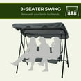 thumbnail image 5 of Outsunny 3-Seat Outdoor Patio Swing Chair with Removable Cushion, Steel Frame Stand, and Adjustable Tilt Canopy for Patio, Garden, Gray, 5 of 9
