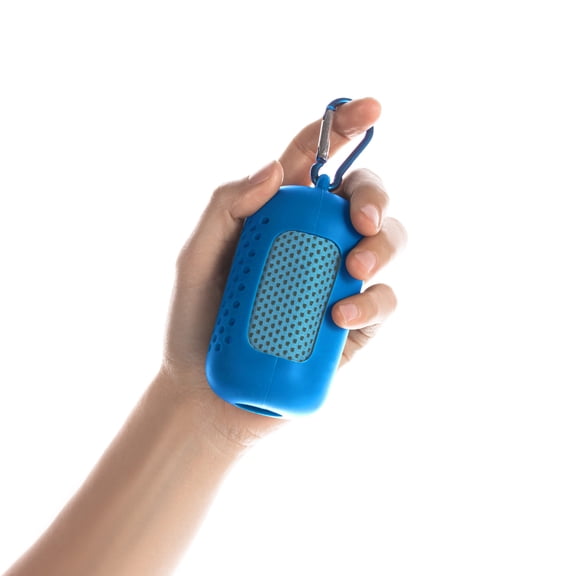 1pc Ice Silk Cool Towels Outdoor Fitness Quick Drying, Cooling Towels with Silicone Cover Storage Keychain Portable 30*80cm Blue