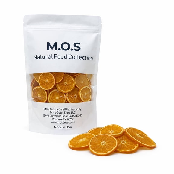 MOS Dried Orange Slices 2 oz No Sugar Added Dehydrated Orange Wheels for Cocktails Tea Baking Snacks Made in USA