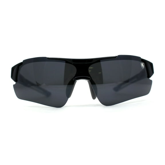 Classic Mens Baseball Half Rim Shield Sport Plastic Sunglasses Black Grey