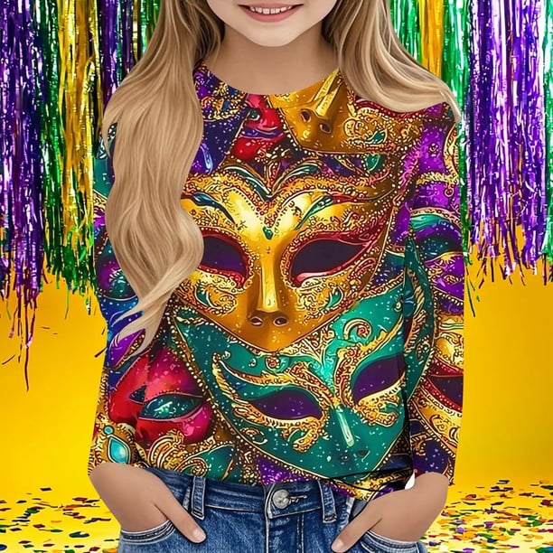Blusas y camisas de manga larga con cuello redondo Camisas con estampados de manga larga Cuello redondo lindo Blusas casuales elegantes Ropa Camisas de cuello redondo Niña Top de poliéster