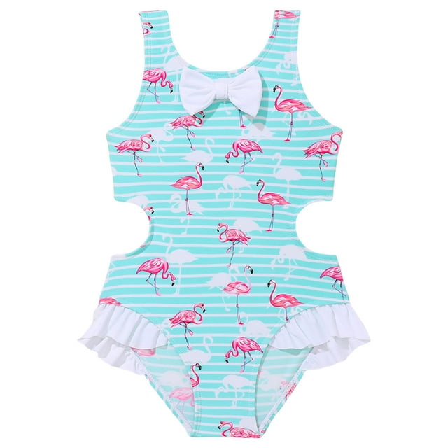 Akiihool Maillot de Bain une Pièce à Encolure Carrée Maillot de Bain Fille Robe de Bain une Pièce Bretelles Ajustables Maillot de Bain (Bleu, 11-12 Ans)