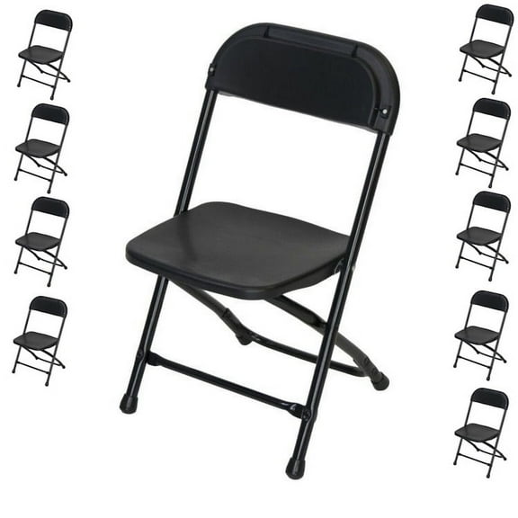 TitanPRO™ Kid's Plastic Folding Chair Black 10 Pack