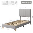 thumbnail image 2 of Girls' tamaño individual-size light rosa marco de cama: bouclé forrado cama de plataforma con wave cabecero, fácil montaje, de madera slats support, no box spring required, 2 of 5