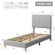 thumbnail image 2 of Girls' tamaño individual-size light rosa marco de cama: bouclé forrado cama de plataforma con wave cabecero, fácil montaje, de madera slats support, no box spring required, 2 of 5