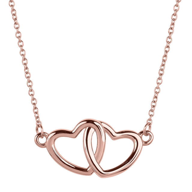 Collares para Mujer LuckyLy Corazón Doble Acero Inoxidable Baño Oro Rosa 14k Modelo Elsie Unitalla
