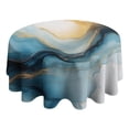 thumbnail image 4 of Blue Gold Marble Pattern Round Tablecloth 60"x60",Wrinkle Wipeable Table Cloth for Kitchen Dining Room Picnic Patio Party, 4 of 6