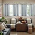 thumbnail image 2 of Striped Linen Kitchen Curtains 36 Inches Length Tier Curtains Farmhouse Modern Cafe Style Small Window Treatments Airy Light Filtering Rod Pocket for Living Room Bathroom 2 Panels Blue, 2 of 5