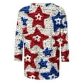 thumbnail image 5 of Patriotic T-Shirts for Womens Summer 4Th Of July Usa Flag Star Printed T Shirts Scooped Neck Tee 3/4 Length Sleeve Tops Independence Day Shirts Trends Lightweight Blouses Going Out Clothes, 5 of 5