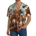 thumbnail image 1 of Balery Animal Filled Noahs Ark Camisa Casual de Manga Corta con Botones para Hombre, Texturizada, Estilo Cubano, para Playa, Verano-4X-Large, 1 of 5