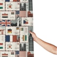 thumbnail image 3 of Shower Curtain, world Stamp Pattern Waterproof Fabric Plastic Shower Curtain, Drying Fast Bathroom Curtain with 9 Buttonholes, Ruffle Shower Curtain 60x72in, 3 of 8