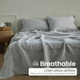 thumbnail image 3 of 100% French Linen Pillowcases with Embroidery - Pack of 2 - Washed Solid Color Natural Flax Soft Breathable - Grey, 20'' x 30'', 3 of 7