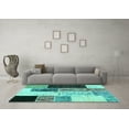 thumbnail image 3 of Ahgly Company Machine Washable Indoor Rectangle Patchwork Turquoise Blue Transitional Area Rugs, 5' x 7', 3 of 4